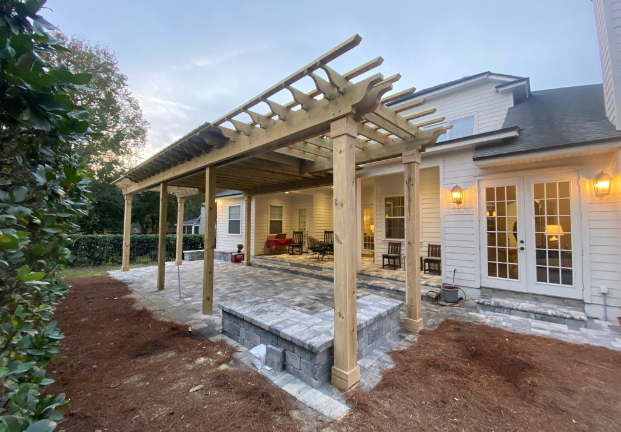 pergola on paver patio